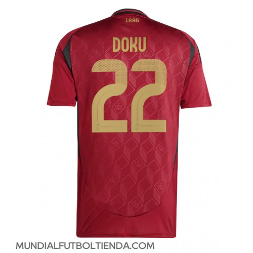 Camiseta Bélgica Jeremy Doku #22 Primera Equipación Replica Eurocopa 2024 mangas cortas